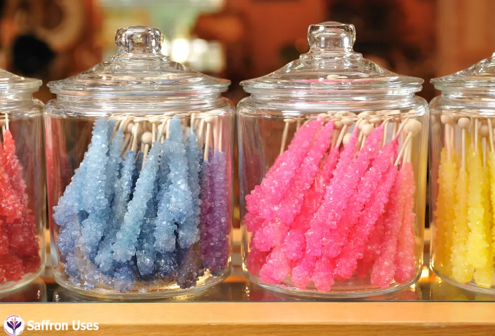 What are the different types of saffron rock candy?